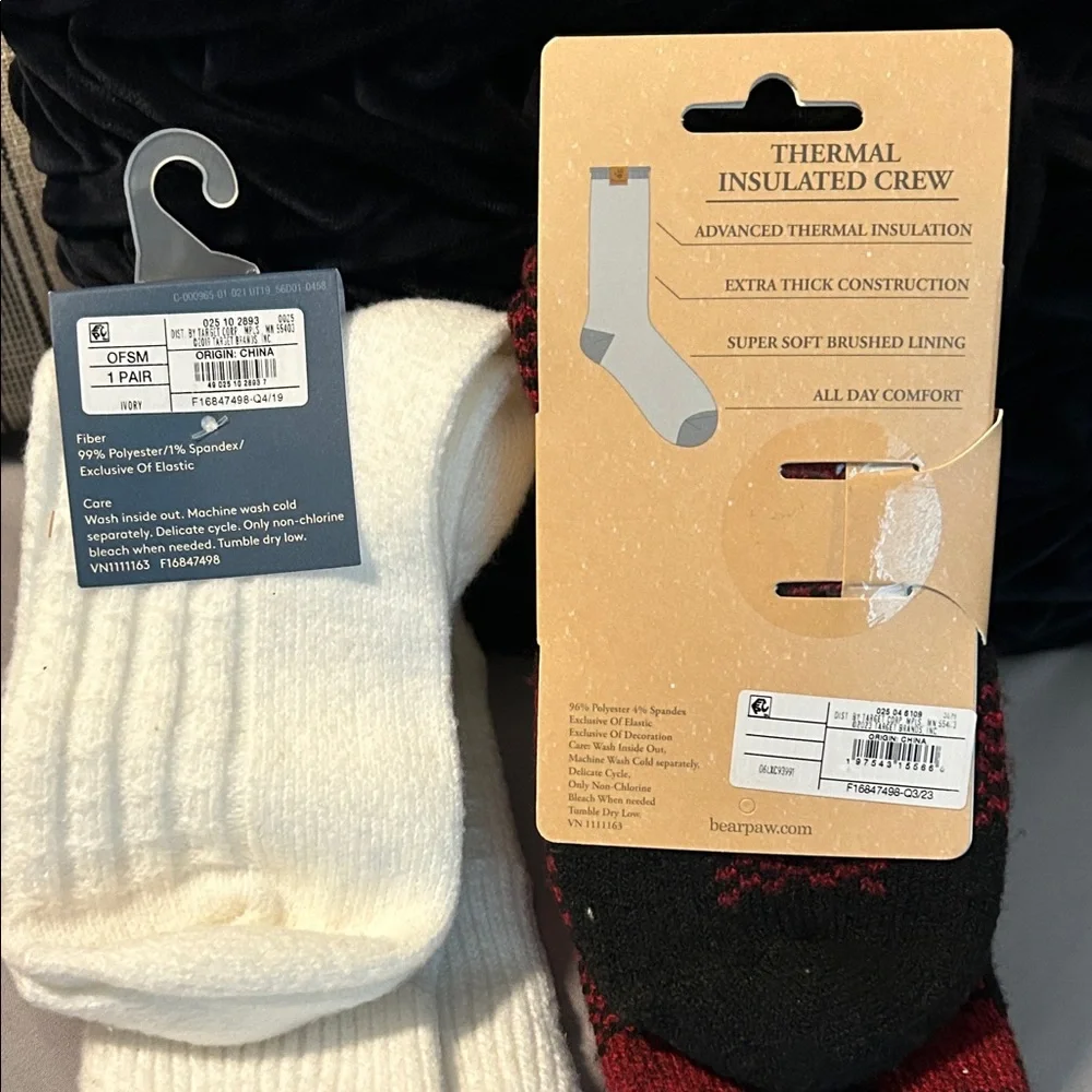 BearPaw Red and Black Plaid Socks - Picture 4 of 4